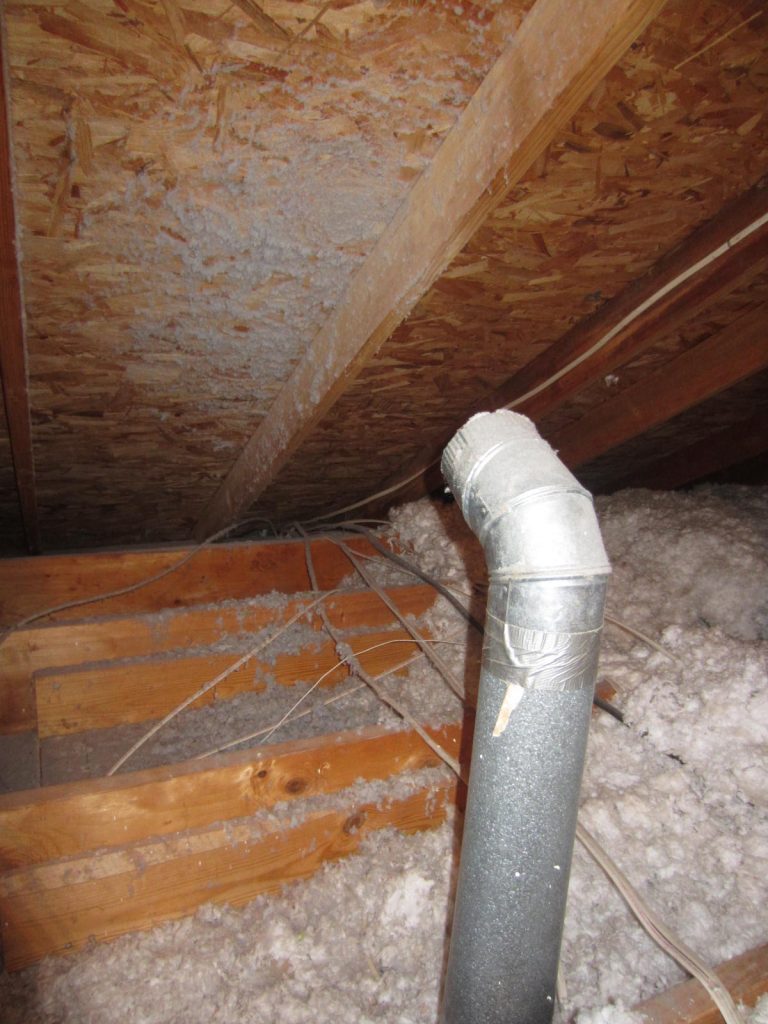 Vent pipe terminated in the attic